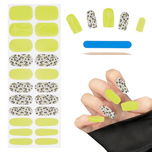 NICENEEDED 22 Stück Halbgehärtete Gel Nagelstreifen UV Gel Nagellack Aufkleber Selbstklebende Nagelfolien UV Lampe Gel Nagelaufkleber von NICENEEDED