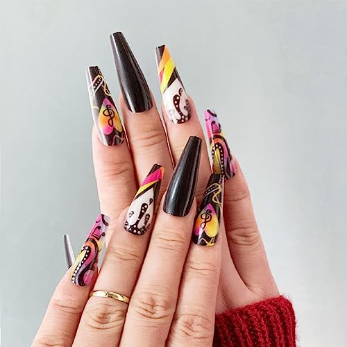 NICENEEDED 24 Stück Lange Ballett-Kunstnägel, Regenbogen Matte Press On Nails, 3D Full Cover Künstliche Nägel Künstliche Finger-Maniküre-Dekorationen Für Frauen Und Mädchen von NICENEEDED