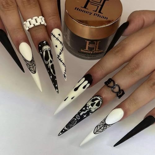 NICENEEDED 24 Stück Spinnennetz Halloween Press On Nägel Lange Stiletto Nägel Künstliche Nägel Totenkopf Acrylnägel Zum Aufkleben Für Frauen Dekor von NICENEEDED