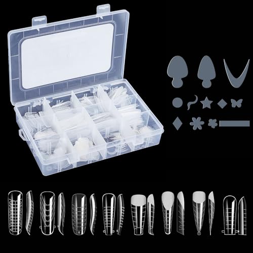 NICENEEDED 288 Stück klare französische Nagel-Doppelformen, 12 Formen Nagelverlängerungsform-Set, 8 Größen wiederverwendbare Formenaufkleber für Damen-Maniküre-Kunst von NICENEEDED