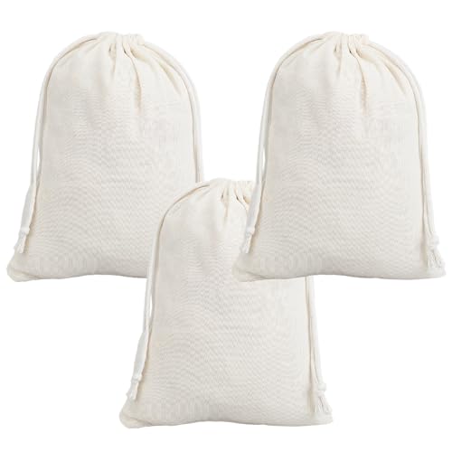 NICENEEDED 3 Stück 1,5 x 2 cm Geldbeutel mit Kordelzug, Münzgeld-Einzahlung, Wechseltransitbeutel, weißer Baumwollstoffbeutel für Geschenke, Cosplay-Motto-Partys von NICENEEDED