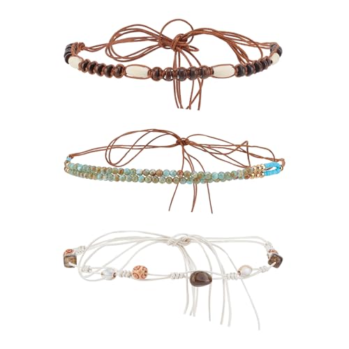 NICENEEDED 3 Stück Cowboyhut Gürtel Hutbänder Im Ethnischen Stil Western Hutband Aus Wachskordel Mit Perlen Cowboy Strohhutband Ersatz von NICENEEDED
