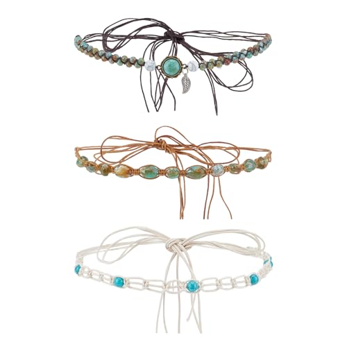 NICENEEDED 3 Stück Cowboyhutbänder Hutgürtel Im Ethnischen Stil Western Hutband Aus Wachskordel Mit Perlen Cowboy Strohhutband Ersatz von NICENEEDED