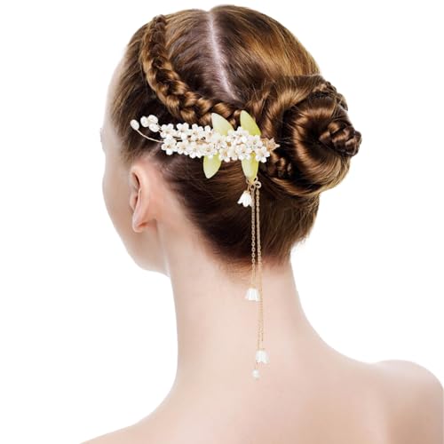 NICENEEDED 3D Blumenblatt-Haarseitenklammern, Braut-Hochzeits-Tessels, Rutschfeste Haarspangen Für Frauen Und Mädchen, Haarnadel Mit Knospen-Anhänger, Party, Abschlussball, Kostüm von NICENEEDED