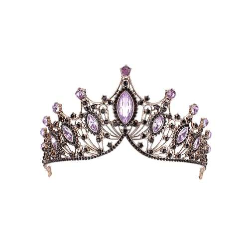 NICENEEDED Barock-Kristall-Tiara-Krone, Queen Rhinest Bridal Vintage Lila Haarbänder, Kristall-Brautjungfern, Hochzeit, Abschlussball, Kostüm, Cosplay, Haar-Tiara, Zubehör Für Frauen Und Mädchen von NICENEEDED