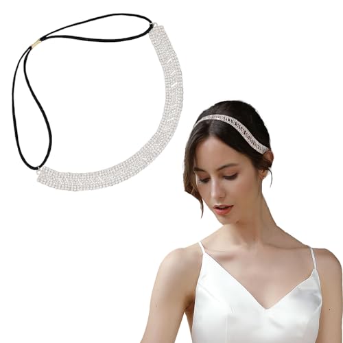 NICENEEDED Elastische Haarschmuck-Kopfkette, Stirnband Mit Strasssteinen, Böhmisches Kristall-Haarband, Glitzerndes Silbernes Braut-Tiara, Kopfschmuck, Haarschmuck Für Hochzeit, Party, Abschlussball, von NICENEEDED