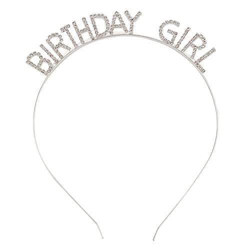 NICENEEDED Geburtstags-Mädchen-Kronen-Stirnband Silber, Kristall Strass Geburtstag Tiara, Happy Birthday Queen Princess Crown Headpiece Für Damen Mädchen Geburtstagszubehör von NICENEEDED