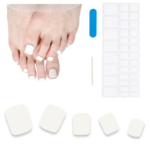 NICENEEDED Halbgehärtete Gel Zehennagelaufkleber Einfarbige Weiße Pedikürestreifen Für Die Zehennägel Selbstklebender Zehennagel Aufkleber Zum Vollständigen Umwickeln von NICENEEDED