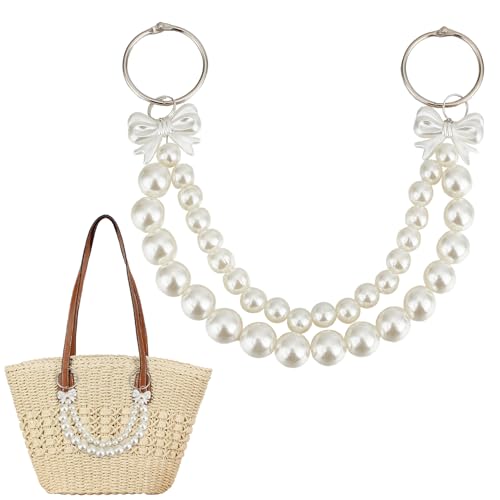 NICENEEDED Perlenanhänger Für Strandtasche Boho Perlen Schleife Taschenanhänger Stroh Tasche Ornamente Strand Tote Rucksack Geldbörse Handtasche Zubehör von NICENEEDED