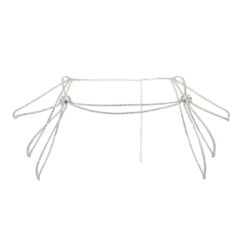 NICENEEDED Strass-BH-Ketten, Bikini Neckholder Rückenfreie Schulterkette, Silberne Kristall-Körperkette, Sommer-Strand-Lagengeschirrkette von NICENEEDED