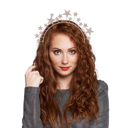 NICENEEDED Strass-Göttin-Kronen-Halo-Stirnband, Stern-Halo-Hochzeits-Tiara-Haarreifen, Schillernder, Geschichteter Kronenkopf-Reifen Im Vintage-Stil Für Die Haardekoration von Frauen Und Mädchen von NICENEEDED