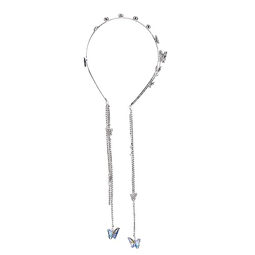 NICENEEDED Strass-Quasten-Stirnband, Haarkette Hairhoop, Vintage-Kristall-Haarreif, Funkelnder Silberschmuck, Brautschmuck, Kopfschmuck Für Mädchen Und Frauen, Bankette, Abschlussball, Party, Hochzeit von NICENEEDED