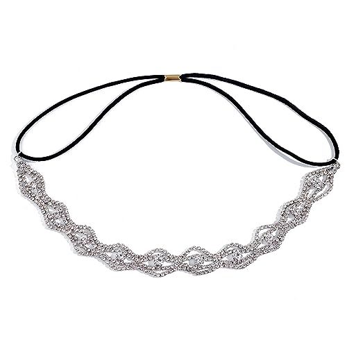 NICENEEDED Strass-Stirnband-Krone, Elastisches Mehrlagiges Haarband, Vintage Bohemian Anhänger Tiara Stirn Kopf Kette Kopfschmuck Für Frauen Damen Mädchen Festival Party Hochzeit Dekor von NICENEEDED