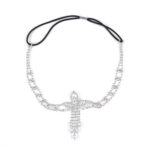 NICENEEDED Zirkon-Brauthaarkette, Kopfschmuck Aus Legierung Mit Diamant-Tropfen, Böhmische Strass-Tiara, Accessoires, Party, Hochzeit, Haarschmuck Mit Strass Für Frauen Und Mädchen von NICENEEDED