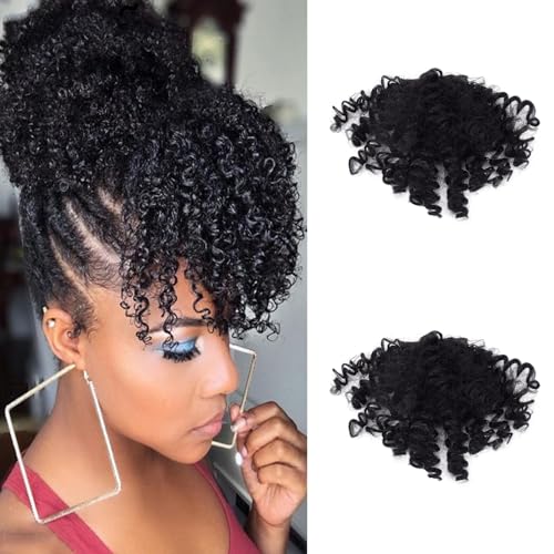 Niceneeded 2 Stück Perücke Mit Lockigem Clip-In-Pony, Afro-Locken-Haaraufsatz Mit Unsichtbaren Haarspangen, Synthetische Clip-On-Pony-Haarverlängerungshaarteile Für Schwarze Frauen Und Mädchen von NICENEEDED