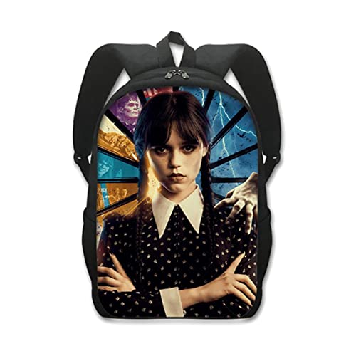 NICERAM Addams Bedruckter Rucksack, Mittwochs Addams Rucksack Gothic Schulterrucksack Laptop Rucksack für Jungen Mädchen von NICERAM