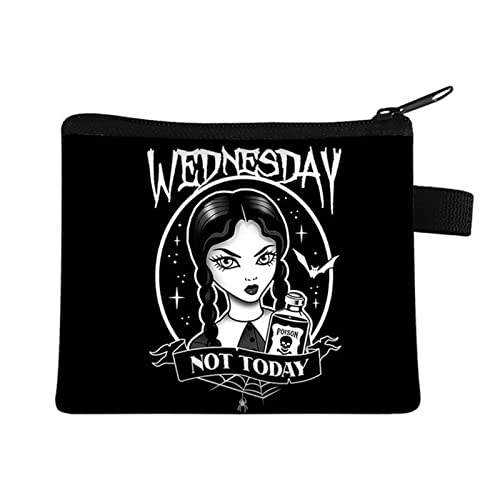NICERAM Wednesdays Addams Münztasche, Cartoon-Brieftasche, Damen-Aufbewahrungs-Organizer, Gothic-Geldbörse für Damen und Mädchen von NICERAM