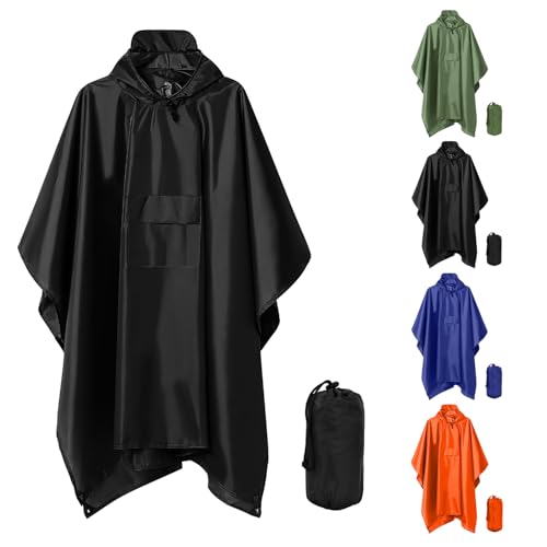 NICEWAT Poncho Pioggia per Adulti, Regenjacke Outdoor mit Kapuze, 3 in 1 Regenmantel Leicht Atmungsaktiv Regenschutz Regencape, Wasserdicht Regenponcho Damen Herren für Freien, Trekking von NICEWAT