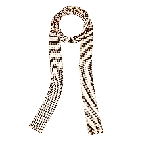 160cm Damen Glitzernder Schal Halstuch Metall Pailletten Schal Kette Krawatte Glitzer Schal Disco Accessoires 70er Jahre Kostüm für Fasching Karneval Kostüm (Gold) von NICEYEA