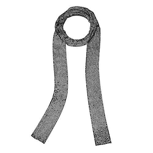 160cm Damen Glitzernder Schal Halstuch Metall Pailletten Schal Kette Krawatte Glitzer Schal Disco Accessoires 70er Jahre Kostüm für Fasching Karneval Kostüm (Schwarz a) von NICEYEA