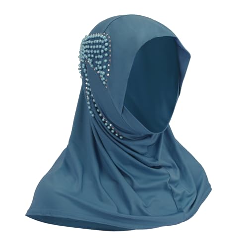 Damen Muslimische Kopftuch, Hijab Für Damen, Chiffon Weich Hijab Perlen Islamisch Dubai Kopftuch Gesichtsschleier Lang Turban Leicht Haartuch UV Schutz Kopfkappe Halstuch Volle Abdeckung Headwear von NICEYEA