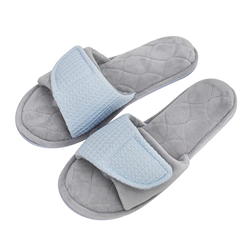 Diabetiker Hausschuhe mit Klettverschluss Orthopädische Hausschuhe Offener Zeh Verstellbare Winter Slides Bequeme Kuschel Flauschige Haus Sandalen Rutschfeste Pantoffeln für Outdoor oder Indoor von NICEYEA