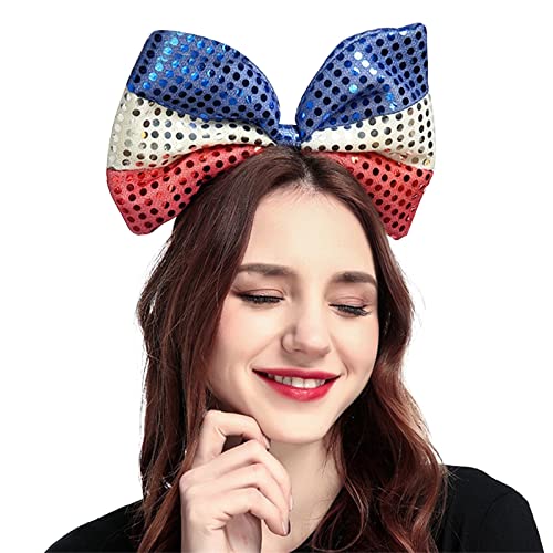 Flagge Stirnbänder Bowknot Haarband Haarreif Accessoire Sport Wettkampf Haarschmuck Fans Cheering Hair Hoop Party Festival Haarschmuck Urlaub Patriotische Haarreifen für Kinder und Erwachsene, 2 Stück von NICEYEA