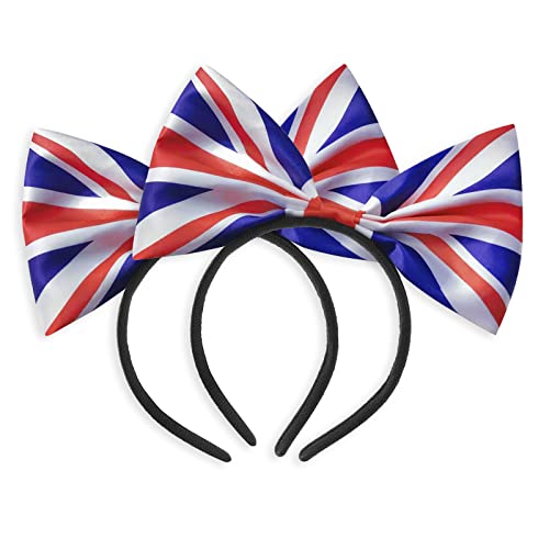 Flagge Stirnbänder Bowknot Haarband Haarreif Accessoire Sport Wettkampf Haarschmuck Fans Cheering Hair Hoop Party Festival Haarschmuck Urlaub Patriotische Haarreifen für Kinder und Erwachsene, 2 Stück von NICEYEA