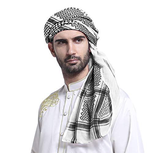 NICEYEA Arab Muslim Schal Hijab Kopftuch Caps Arabische Kopfbedeckung Bandana Halstuch Headwrap Schals Islamische Arabisch Kopfkappe Muslimische Männliche Traditionelle Kostüme Plaid Pray Head Scarf von NICEYEA