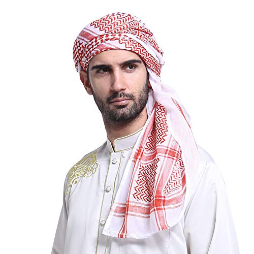 NICEYEA Arab Muslim Schal Hijab Kopftuch Caps Arabische Kopfbedeckung Bandana Halstuch Headwrap Schals Islamische Arabisch Kopfkappe Muslimische Männliche Traditionelle Kostüme Plaid Pray Head Scarf von NICEYEA