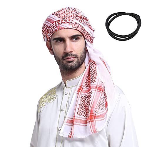 Arab Muslim Schal mit Wrap/Aqel Seil Arabian Headwear Keffiyeh Kafiya Wrap Kopfbedeckung Kopf Wraps Igal Hauptkleid Arab Egal Agal Wüste Kabel Hut-Kopf-Ring für Saudi-Arabien Dubai UAE Reisen von NICEYEA