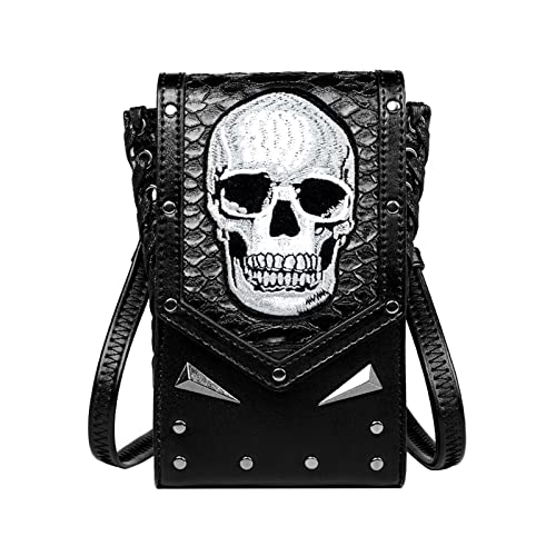 NICEYEA Damen PU Leder Schultertasche Schädel Umhängetasche Clutch Handtasche Messenger Tasche Henkeltasche mit Totenkopf Handbag Crossbody Bag Shopper Tragetaschen Geldbörsen Geschenk von NICEYEA