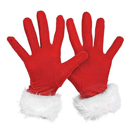 NICEYEA Damen Weihnachtenhandschuhe Winter Warm Santa Rot Samt Handschuhe Party Fäustlinge Samt Cosplay Finger Handschuhe Weihnachten Frauenhandschuhe Weihnachtsfrau Kostüm Zubehör, Einheitsgröße von NICEYEA