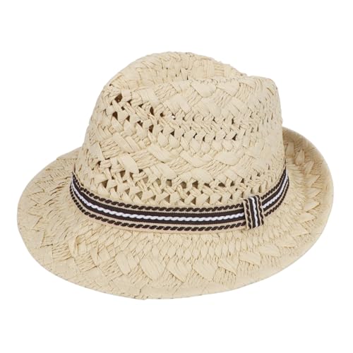 NICEYEA Kinder Strohhut Mädchen Jungen Sommer Fedora Breite Krempe Floppy Strand Sonnenblende Hut Kinderhut Sommer Strandhut Westernhut Panama Hut Cowboyhut Strohhut Sonnenhut, Einheitsgröße von NICEYEA
