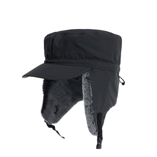 NICEYEA Winter Warm Schirmmütze mit Ohrenschützer Gefüttert Fliegermütze Trappermütze Windschutz Baseballcap Unisex Fellmütze Wasserdicht Nylon Plüsch Mütze Schneedichte Hut für Ski Jagd Outdoor von NICEYEA