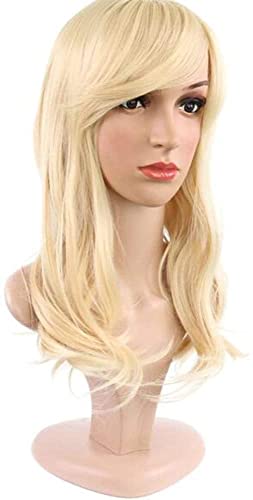 22 "Frauen platinblonde volle Perücke Lange Flaxen R Perücken Damen Kinky Curly Mode Perücken Cosplay Dunkle Root Middle Bang Teil lockig r hoch synthetische losen Wellen Kopfbedeckung/a ( Farbe : A ) von NICHANGHUA