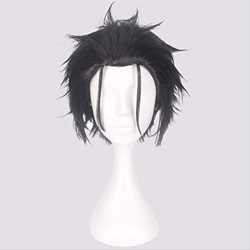 NICHANGHUA 12inch Herren Black Grey Mix Haar Re: Zero Kara Hajimeru Isekai Seikatsu Subaru Natsuki Kurzes Synthetisches Cosplay -Perücken+Perückenkappe von NICHANGHUA