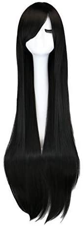 NICHANGHUA 40"100 cm Long gerade Perücke Unisex Anime Cosplay Perücke mit Fringe Halloween Kostümperücken (Farbe : Black) von NICHANGHUA