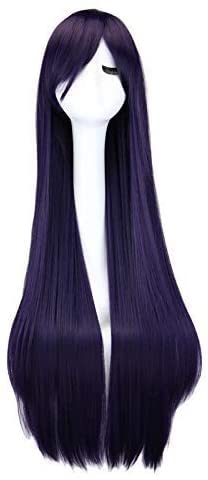 NICHANGHUA 40"100 cm Long gerade Perücke Unisex Anime Cosplay Perücke mit Fringe Halloween Kostümperücken (Farbe : Purple) von NICHANGHUA
