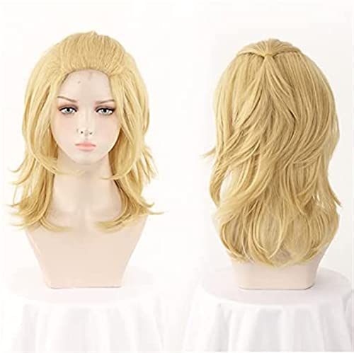 NICHANGHUA 50 cm schulterlanges Blondes lockiges Haar Hitzefrei Perückenkappe Party Männer Frauen Perücke for Cosplay Perücke Manjiro Sano Cosplay Perücke mit kostenloser Perückenkappe enthalten NICHANGHUA 50 cm schulterlanges Blondes lockiges Haar Hitzefrei Perückenkappe Party Männer Frauen Perücke for Cosplay Perücke Manjiro Sano Cosplay Perücke mit kostenloser Perückenkappe enthalten von NICHANGHUA