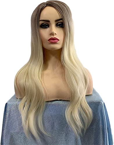 NICHANGHUA Blonde gerade Perücke Frauen seidige Lange synthetische Perücken mit Haarknall Natürliche volle Maschinenperücke for Cosplay-Party-Perücken 24 Zoll (Farbe : White Blonde, Size : 24inch) von NICHANGHUA