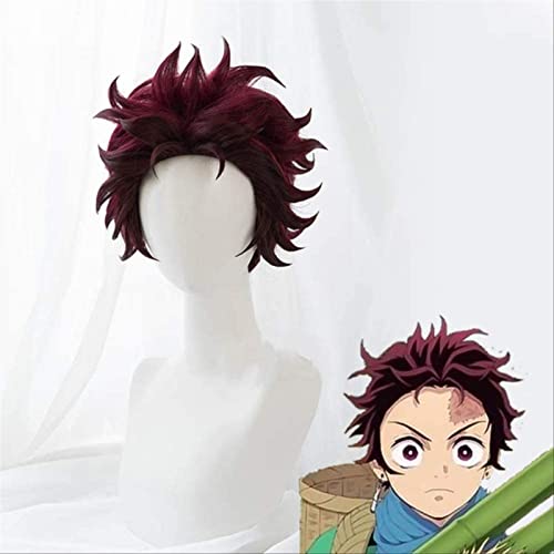 NICHANGHUA Dämon Slayer Kimetsu no Yaiba nezuko tanjirou agatsuma Zenitsu Tomioka Giyuu Inosuke Cosplay Perücken Ohrringe Maske eine Größe B von NICHANGHUA