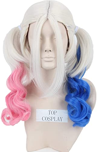 NICHANGHUA Frauen Cosplay -Perücke mittelgroße lockige Faser Haar Blonde Blaue rosa gemischt von NICHANGHUA