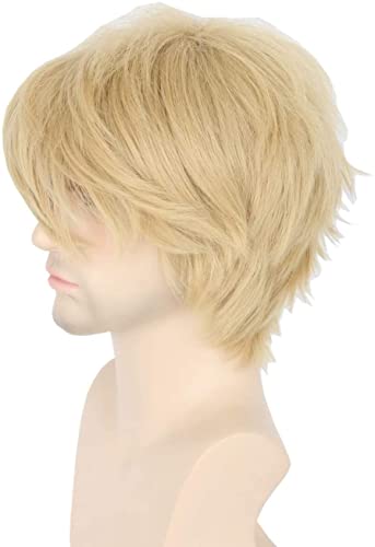 NICHANGHUA Frauen oder Männer Perücken Blonde Kurze, gescheitelte Flauschige Cosplay Halloween Perücken (Farbe : Blonde) von NICHANGHUA
