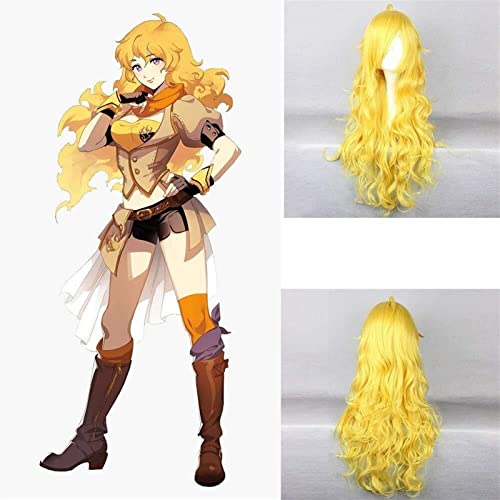 NICHANGHUA Haaranime Yang Xiao Long Cosplay Perücke for Frauen synthetische Lange gelbe Cosplay -Perücken for Kostüm Spiral Curly Perücke for Halloween -Party NICHANGHUA Haaranime Yang Xiao Long Cosplay Perücke for Frauen synthetische Lange gelbe Cosplay -Perücken for Kostüm Spiral Curly Perücke for Halloween -Party von NICHANGHUA