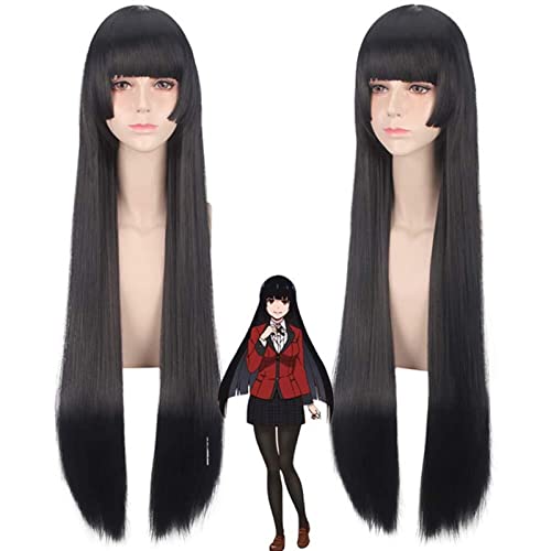 NICHANGHUA Haare synthetische Anime Cosplay Perücke for Frauen Lange Glatte Schwarze Perücken mit flachen Pony for Halloween -Party -Perücken for Honigmädchen von NICHANGHUA