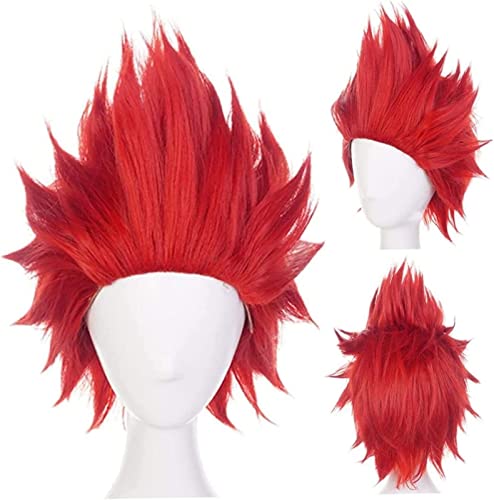 NICHANGHUA Haarkappe + Kurze rote Anime Cosplay Perücke Kostüme Perücken Kunsthaar gewellte Perücken Kostümparty rote gewellte Perücke for Halloween Weihnachtsfeier (Farbe : Red) von NICHANGHUA