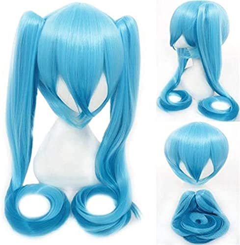 NICHANGHUA Hatsune Miku Perücke Ponytails schwarzer Rock -Shooter Senbon Zakura Cosplay Perücke Langes Haar blau grün schwarz rosa Silber Perücken 16 (Farbe : 16) von NICHANGHUA