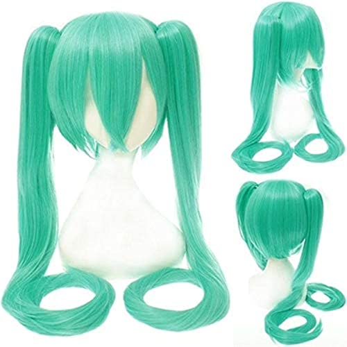 NICHANGHUA Hatsune Miku Perücke Ponytails schwarzer Rock -Shooter Senbon Zakura Cosplay Perücke Langes Haar blau grün schwarz rosa silberperücken 19 (Farbe : 19) von NICHANGHUA