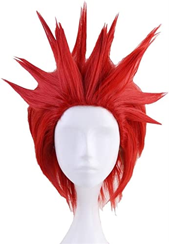 NICHANGHUA Kurze Flauschige Synthic Red Kirishima Eijiro Anime Cosplay Perücke Kurze Halloween Kostüm Party Perücke for Kirishima Eijiro mit gratis Perückenkappe (rot) (Farbe : Red) von NICHANGHUA